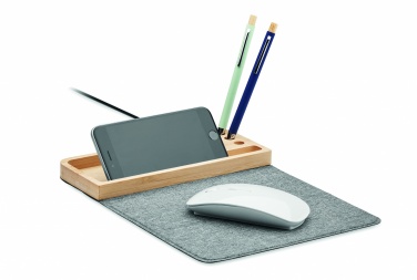 Logo trade promotional merchandise photo of: Wireless charger in bamboo 15W