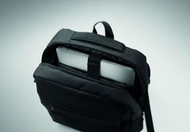 Logo trade corporate gifts image of: Slim 15 inch laptop backpack made of 600D RPET polyester with a 210D lining and customizable printing