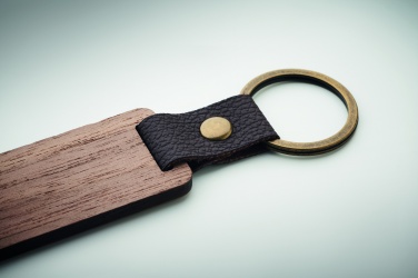 Logo trade promotional gifts picture of: Key ring in walnut and PU Kokkola