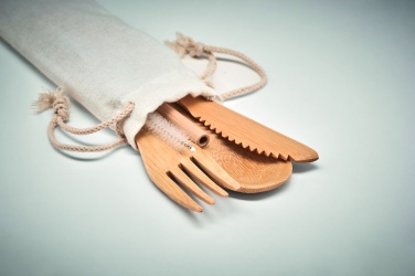 Logo trade business gifts image of: Bamboo cutlery with straw