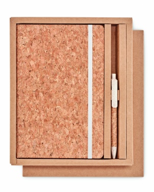 Logo trade promotional gift photo of: A5 cork notebook with pen