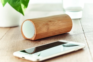 Logo trade advertising products image of: Wireless bamboo speaker 2x5W