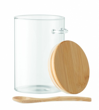 Logo trade promotional gifts image of: Glass jar with spoon 600 ml