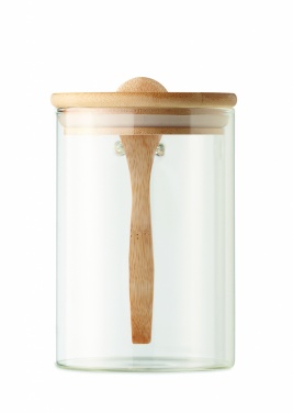 Logo trade promotional products image of: Glass jar with spoon 600 ml