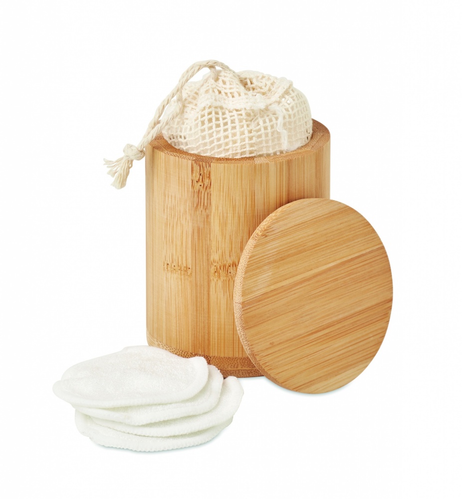 Logo trade promotional gifts picture of: Bamboo fibre cleansing pad set