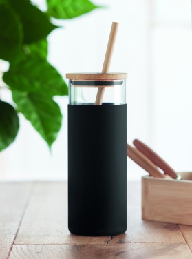 Logotrade promotional giveaway image of: Glass tumbler 450ml bamboo lid