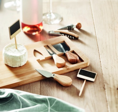 Logotrade promotional products photo of: Bamboo Cheese board set Leipzig