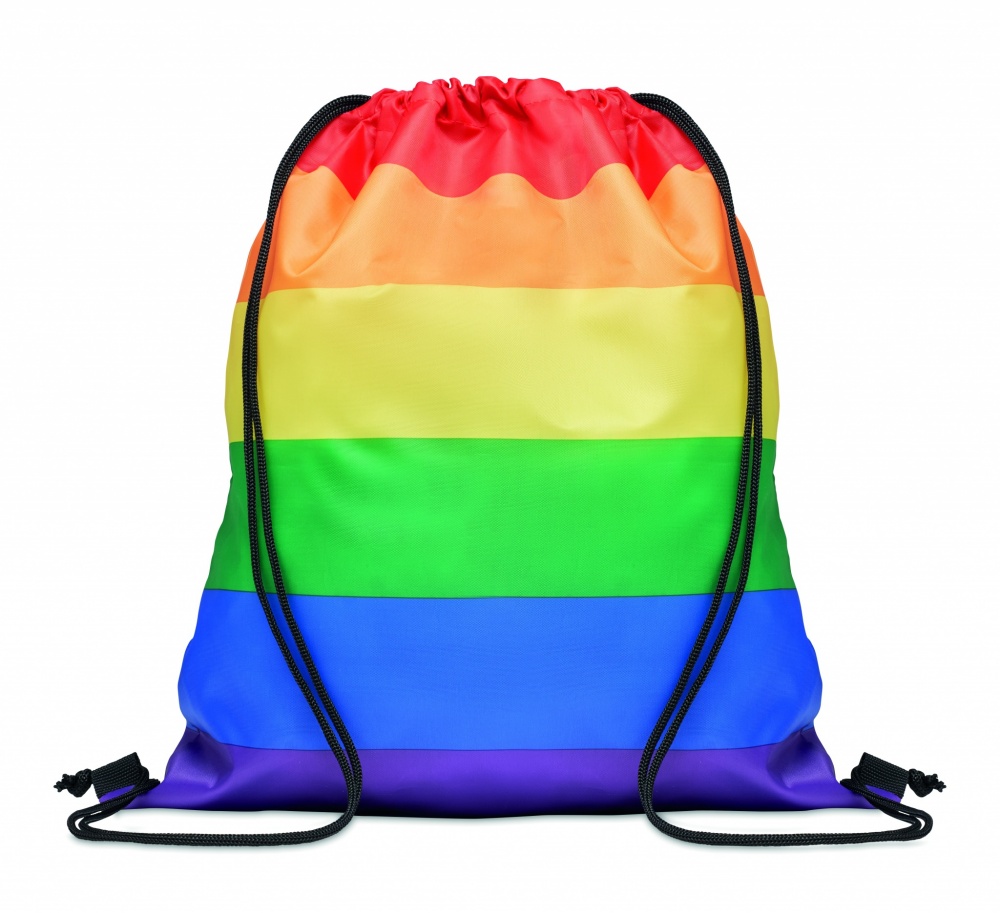 Logo trade promotional giveaways image of: Rainbow RPET drawstring bag