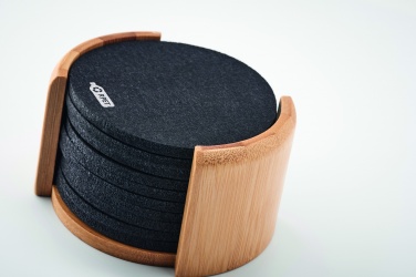 Logotrade corporate gift picture of: RPET coasters in bamboo holder