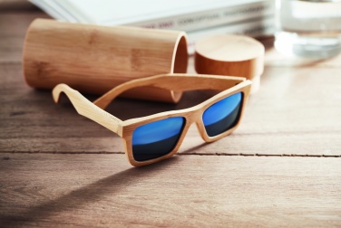 Logo trade promotional gift photo of: Sunglasses and case in bamboo KEILA