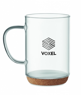 Logotrade business gift image of: Glass mug 400ml with cork base