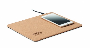 Logo trade promotional gifts picture of: Cork mouse mat charger 15W