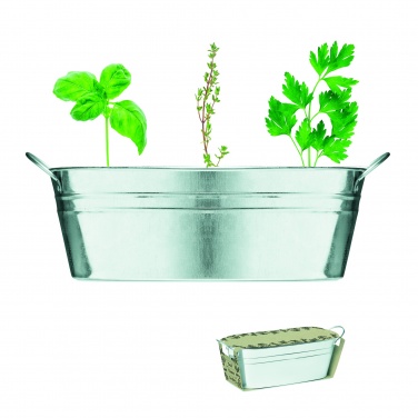 Logo trade promotional items image of: Zinc tub with 3 herbs seeds