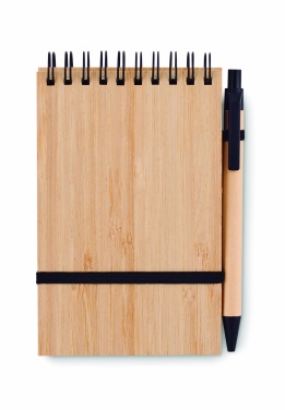 Logotrade advertising product picture of: A6 bamboo notepad with pen SONORABAM