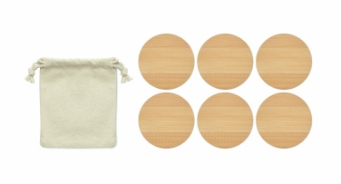 Logo trade promotional items image of: Set of 6 bamboo coasters