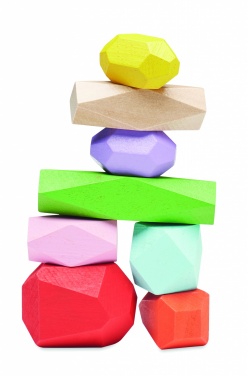 Logo trade corporate gifts image of: 8 stacking wood rocks in pouch