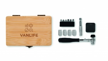 Logo trade advertising products image of: 13 piece tool set, bamboo case
