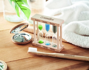 Logotrade advertising products photo of: Set of 3 wooden sand timer