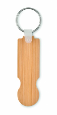 Logotrade corporate gift picture of: Bamboo euro token key ring Rauma
