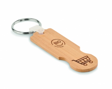 Logotrade promotional product picture of: Bamboo euro token key ring Rauma