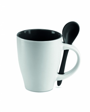 Logotrade corporate gift image of: Bicolour mug with spoon 250 ml