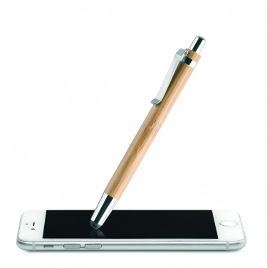 Logo trade promotional giveaways image of: Ball pen in ABS and bamboo