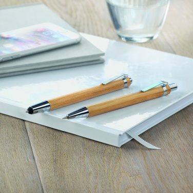 Logo trade promotional products image of: Bamboo pen and pencil set