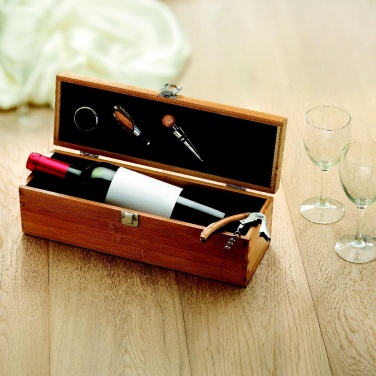 Logotrade business gift image of: Wine set in bamboo box