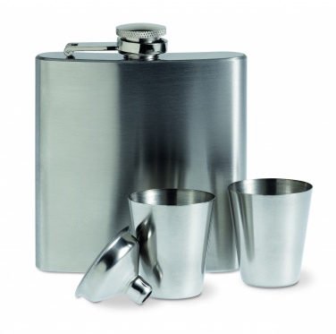 Logo trade promotional product photo of: Slim hip flask w 2 cups set