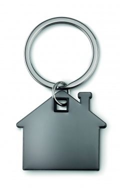 Logo trade promotional merchandise image of: House shape plastic key ring Rezekne