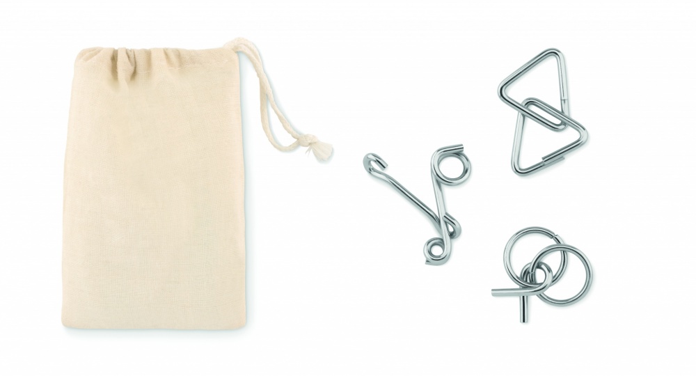 Logo trade promotional items image of: Set of 3 metal brain teasers