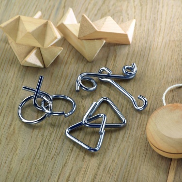 Logo trade promotional gifts picture of: Set of 3 metal brain teasers