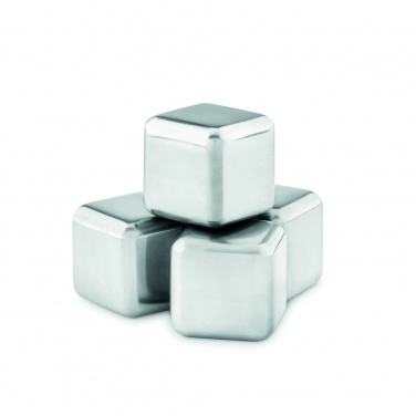 Logotrade promotional product picture of: Set of 4 SS ice cubes in pouch