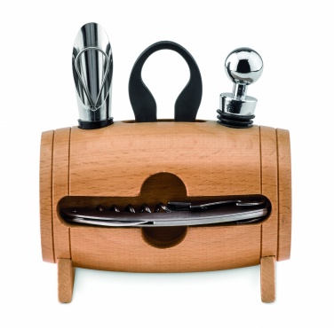 Logo trade corporate gifts image of: 4 pcs wine set in wooden stand