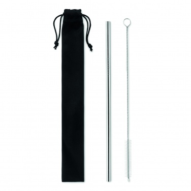 Logo trade business gifts image of: SS straw and brush in pouch