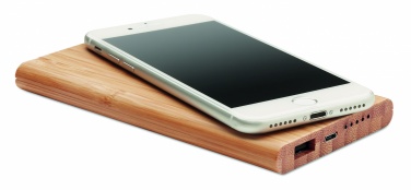 Logo trade promotional gift photo of: Wireless power bank in bamboo 6000mAh ARENA