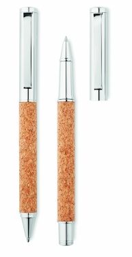 Logotrade promotional gift image of: Metal Ball pen set in cork box