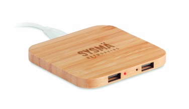 Logo trade promotional merchandise picture of: Bamboo wireless charge pad 5W