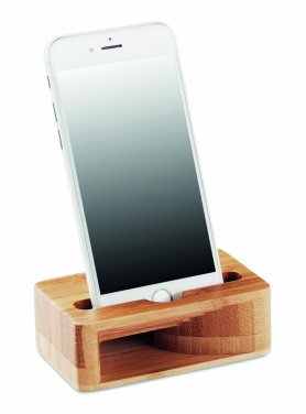 Logo trade promotional giveaway photo of: Bamboo phone stand-amplifier CARACOL