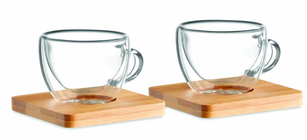 Logo trade promotional giveaway photo of: Set of 2 double wall espresso