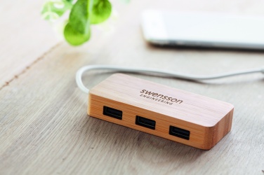 Logo trade promotional item photo of: Bamboo USB 3 ports hub