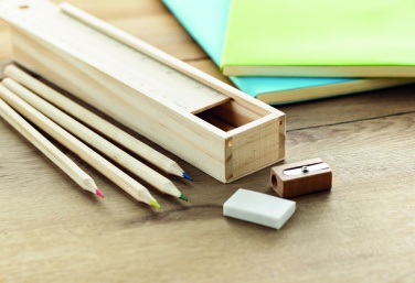 Logo trade promotional gifts image of: Stationery set in wooden box