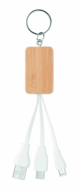 Logotrade promotional item picture of: Bamboo 3-in-1 cable