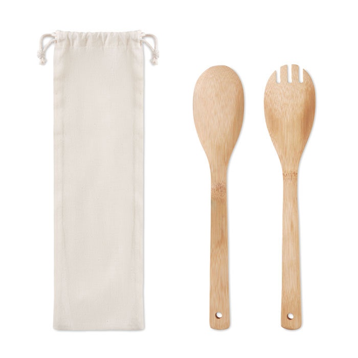 Logo trade promotional items picture of: Set bamboo utensils salad