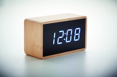 Logo trade promotional giveaways picture of: LED alarm clock bamboo casing Düsseldorf