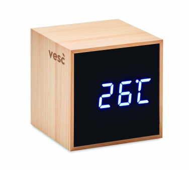 Logo trade promotional giveaways image of: LED alarm clock bamboo casing Dortmund