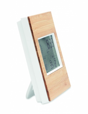 Logo trade business gift photo of: Weather station bamboo front TURKU
