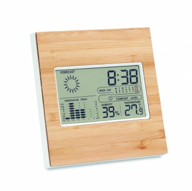 Logo trade promotional item photo of: Weather station bamboo front TURKU