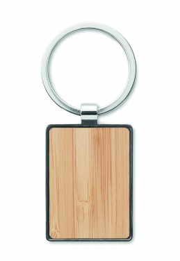 Logo trade promotional products image of: Rectangular key ring bamboo WEST