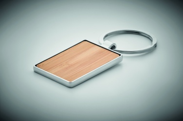 Logo trade promotional merchandise photo of: Rectangular key ring bamboo WEST